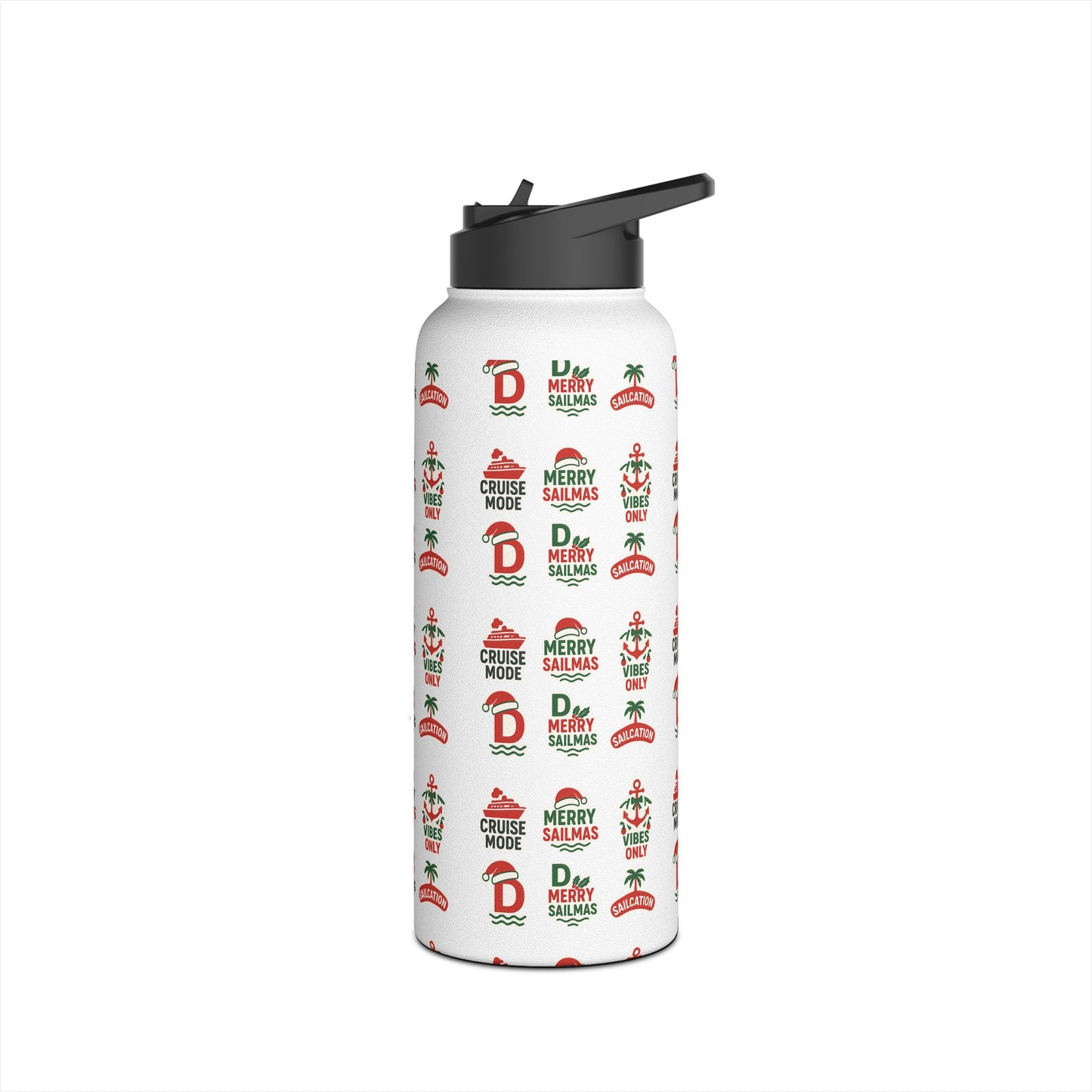 Holiday Cruise S.I.P. = Seasonally Introverted & Peaceful Water Bottle: Merry Palmmas Pattern