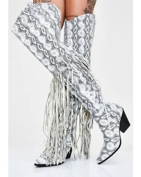 Overknee Fringe Cowboy Boots