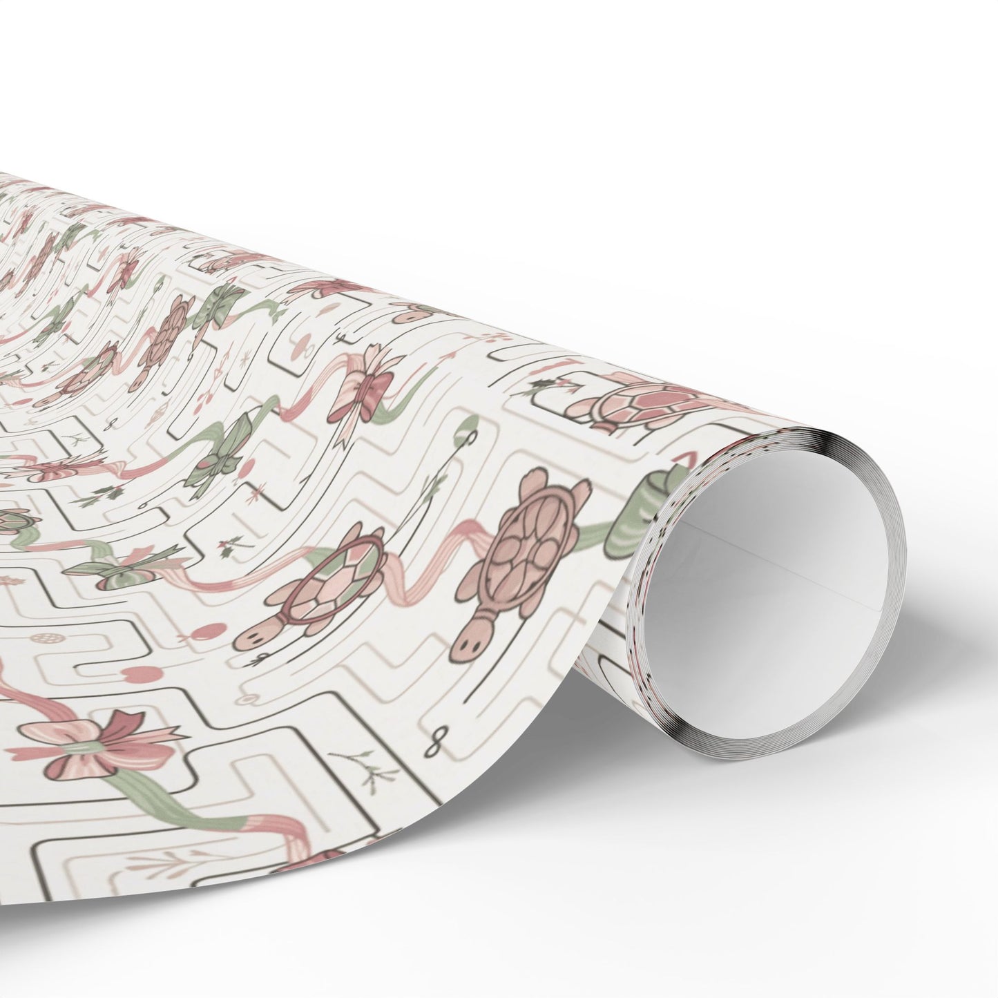 Wrapping Paper Roll – Festive Turtle S&A Pattern Gift Wrap (Eco-Friendly Holiday & Birthday)