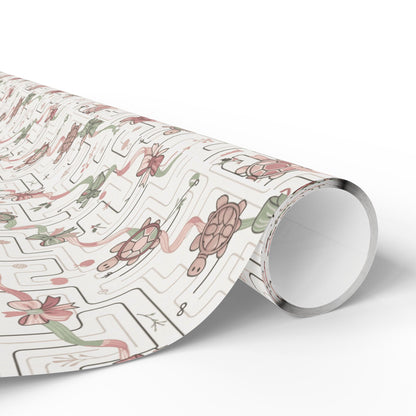Wrapping Paper Roll – Festive Turtle S&A Pattern Gift Wrap (Eco-Friendly Holiday & Birthday)