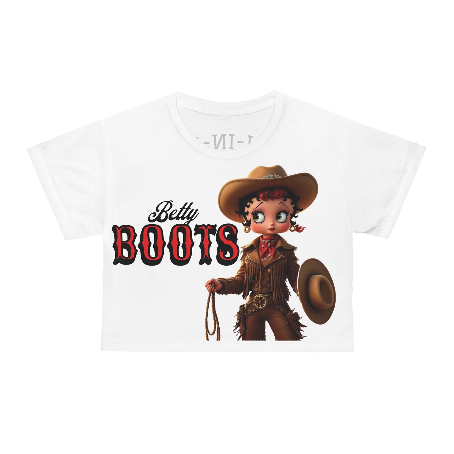 Empowering Women's Crop Tee with 'Betty Boots' Design