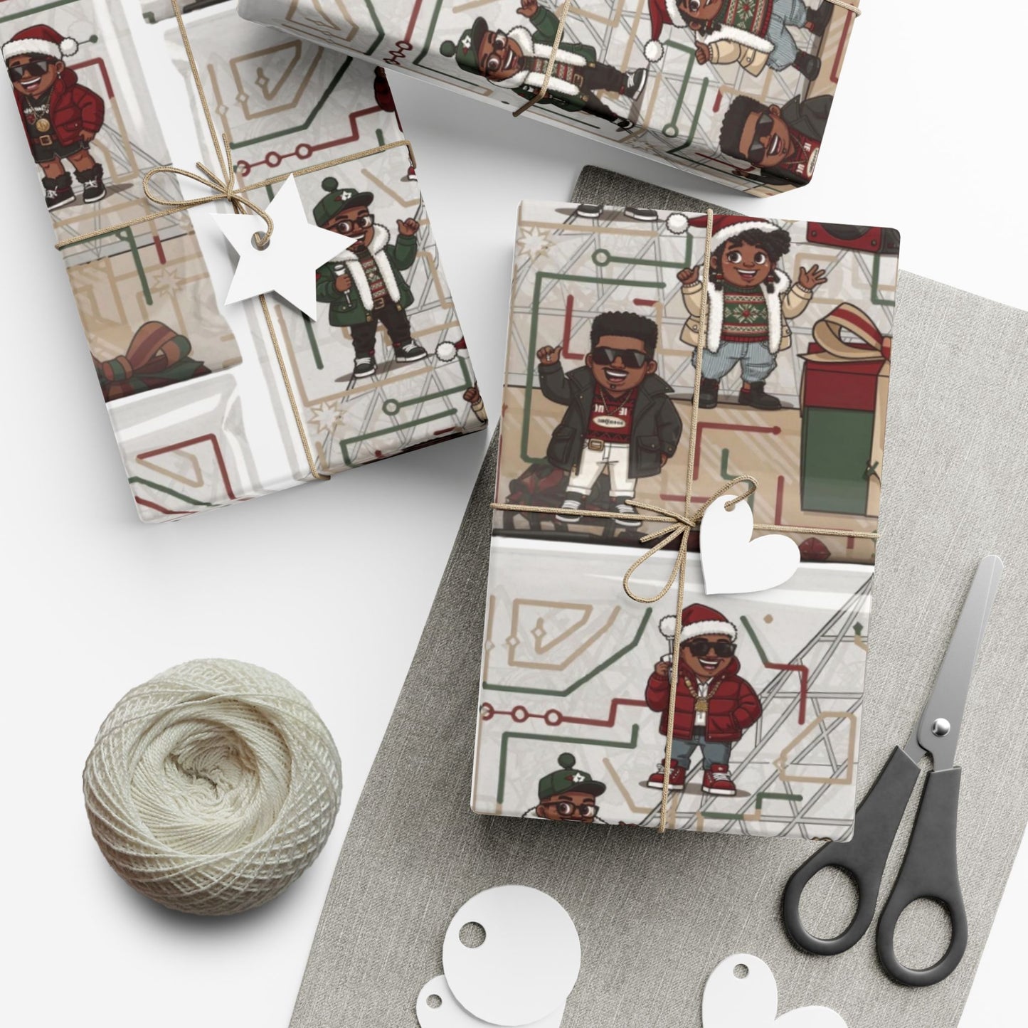 Retro Holiday Characters Gift Wrap Paper — Festive Vintage-Inspired Wrapping Sheets