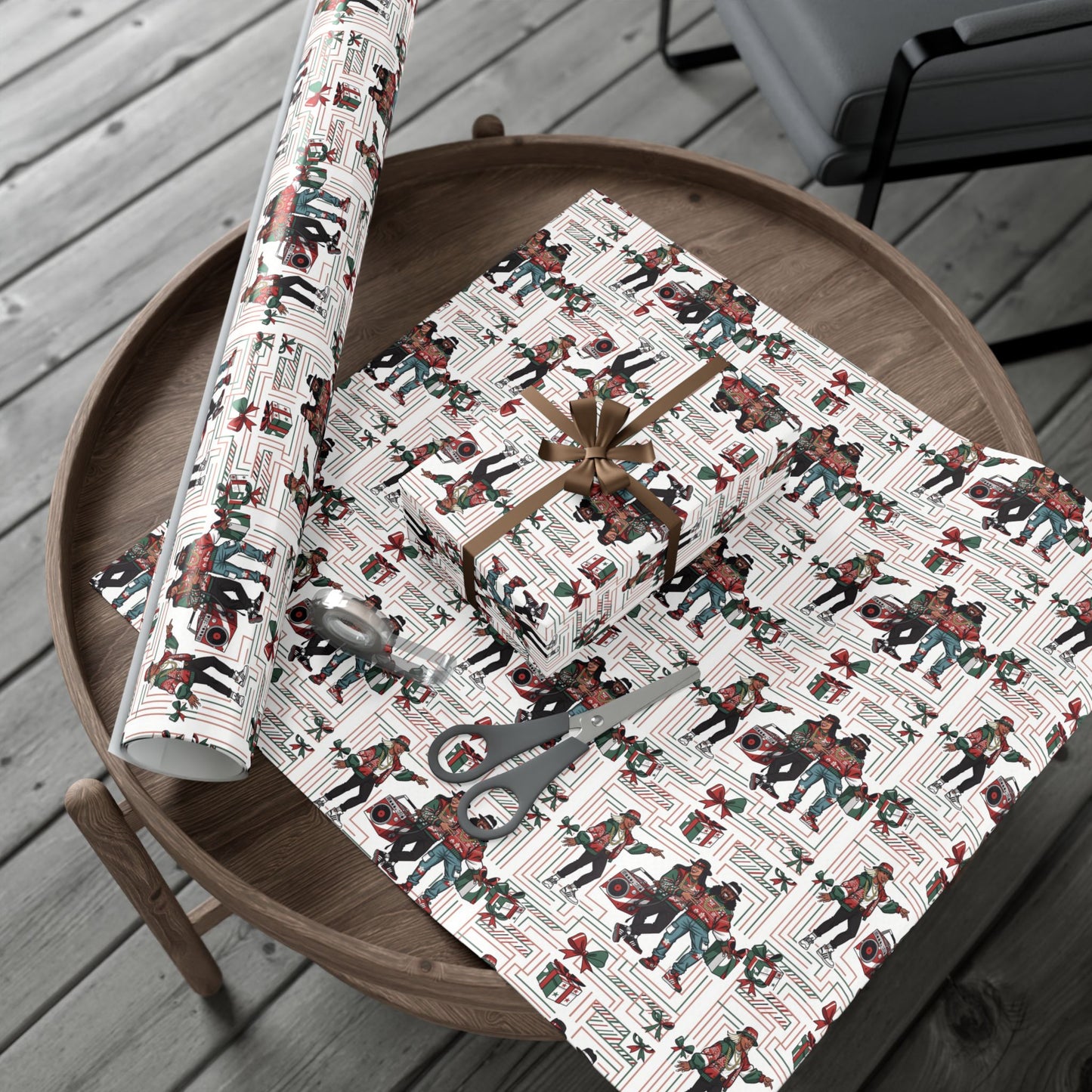 Retro Holiday Characters Gift Wrap Paper — Festive Vintage-Inspired Wrapping Sheets