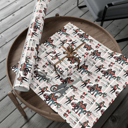 Retro Holiday Characters Gift Wrap Paper — Festive Vintage-Inspired Wrapping Sheets
