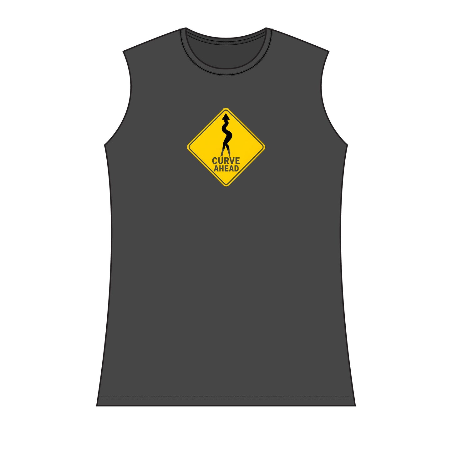 Curve Ahead Women's Tank Top — Road Sign Graphic Sleeveless Tee