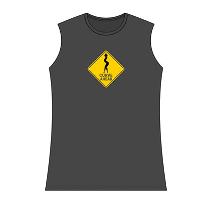 Curve Ahead Women's Tank Top — Road Sign Graphic Sleeveless Tee