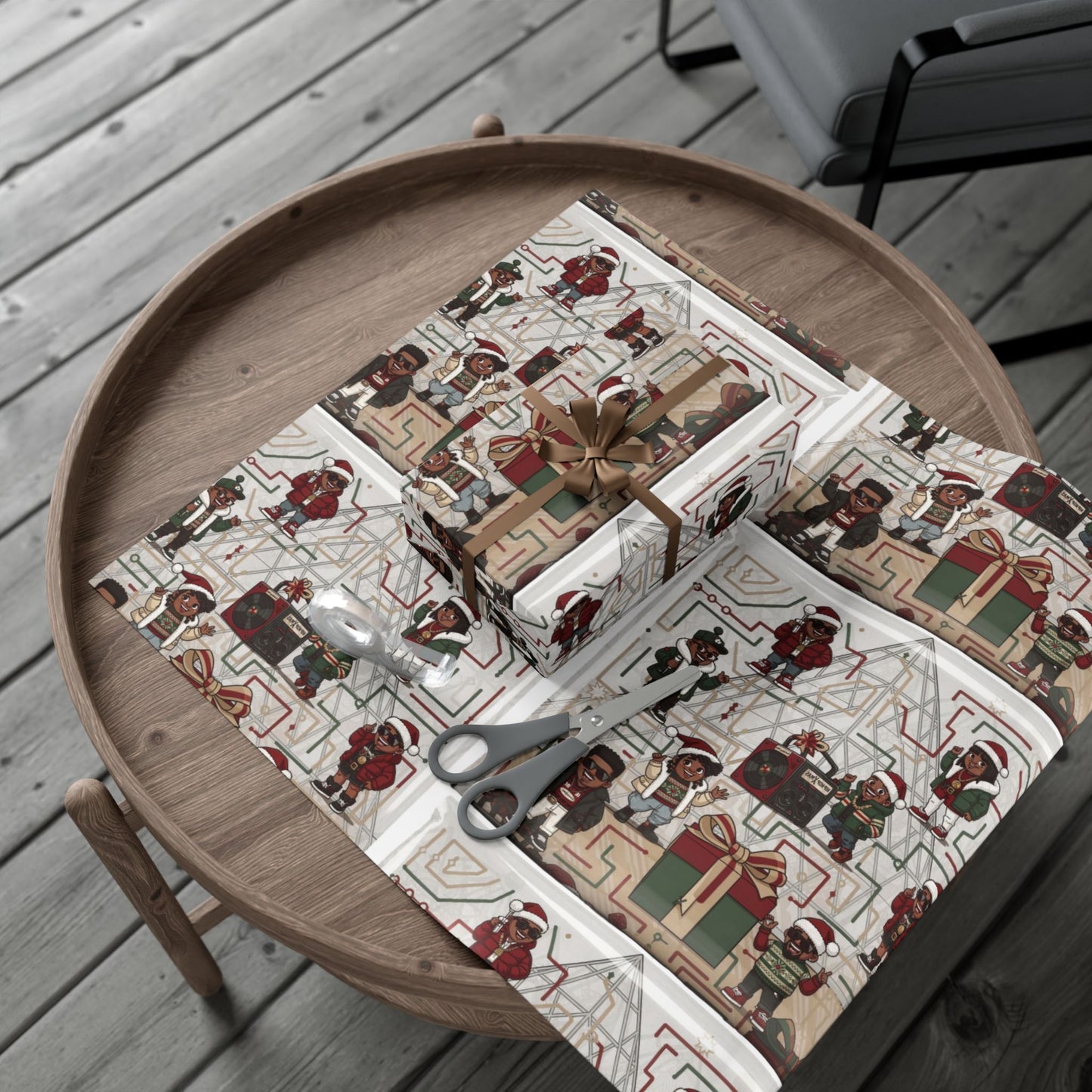 Retro Holiday Characters Gift Wrap Paper — Festive Vintage-Inspired Wrapping Sheets