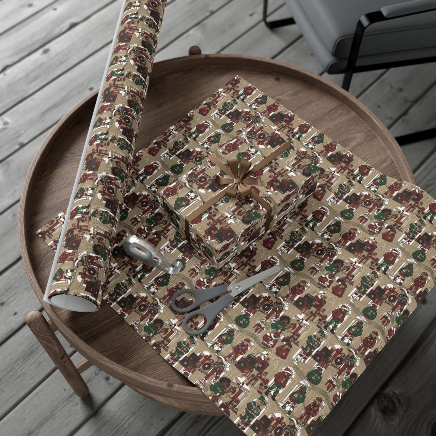 Retro Holiday Characters Gift Wrap Paper — Festive Vintage-Inspired Wrapping Sheets