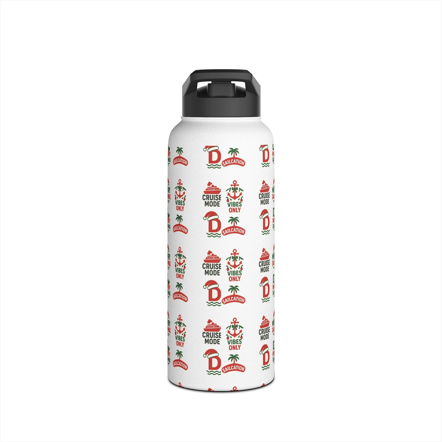 Holiday Cruise S.I.P. = Seasonally Introverted & Peaceful Water Bottle: Merry Palmmas Pattern