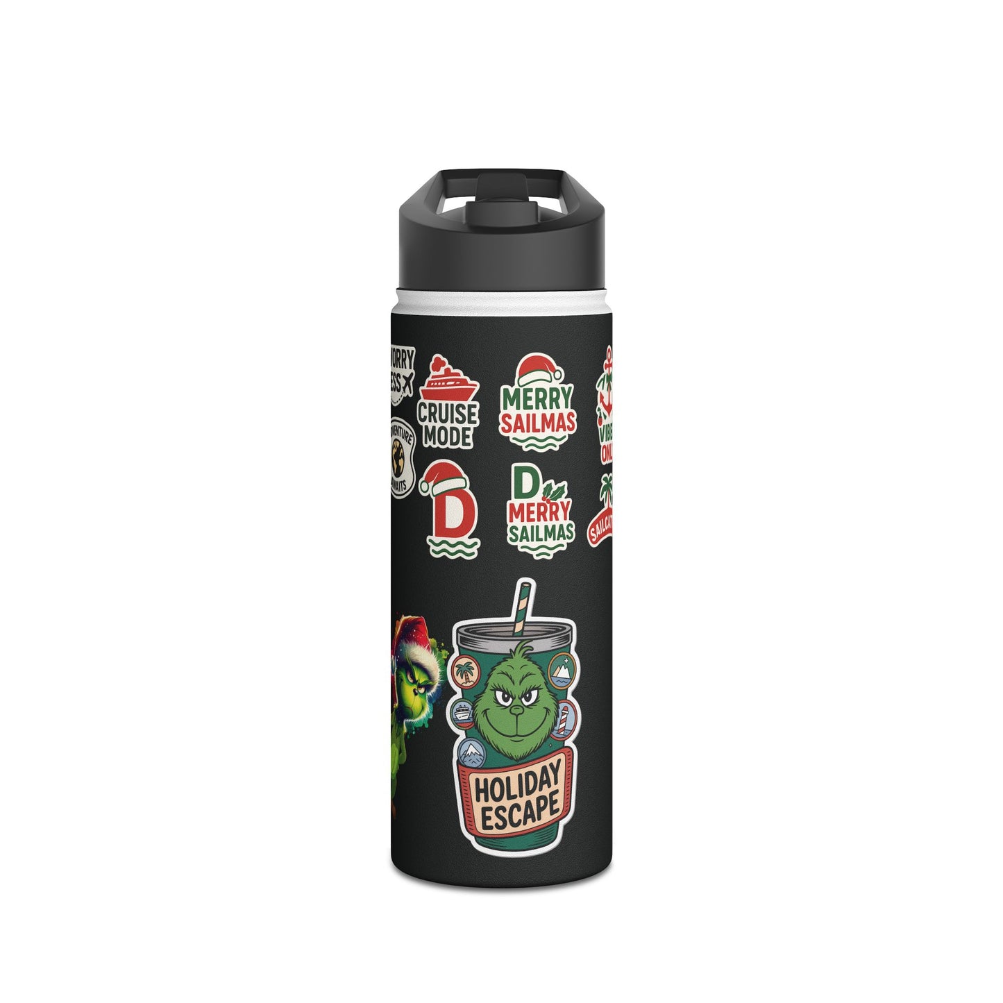 Holiday Cruise S.I.P. = Seasonally Introverted & Peaceful Water Bottle: Merry Palmmas Pattern