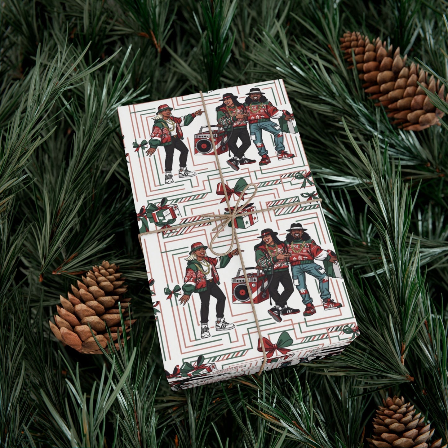 Retro Holiday Characters Gift Wrap Paper — Festive Vintage-Inspired Wrapping Sheets