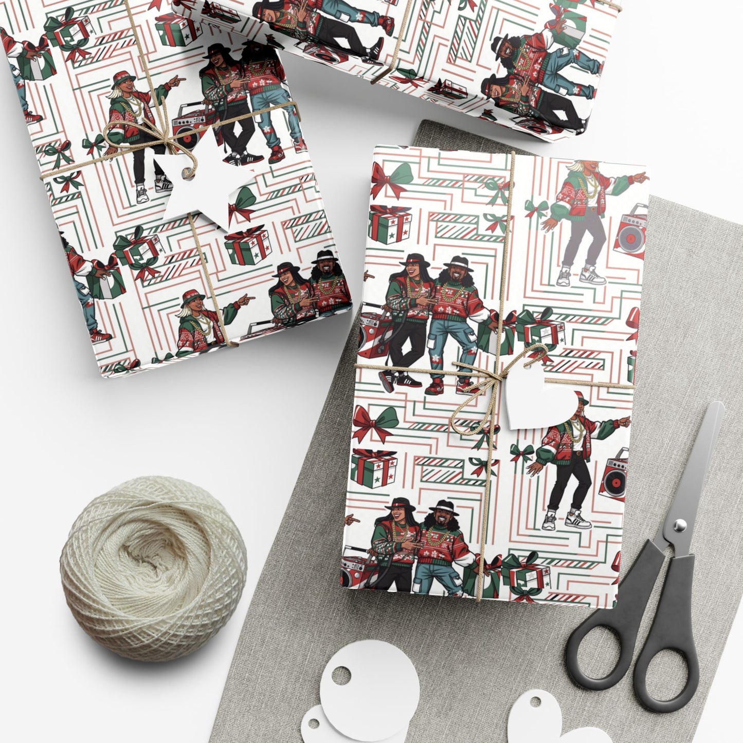 Retro Holiday Characters Gift Wrap Paper — Festive Vintage-Inspired Wrapping Sheets