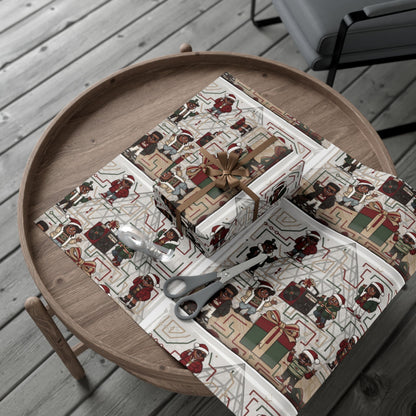 Retro Holiday Characters Gift Wrap Paper — Festive Vintage-Inspired Wrapping Sheets
