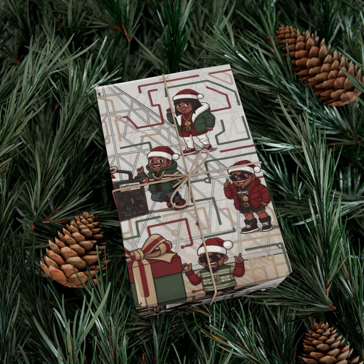 Retro Holiday Characters Gift Wrap Paper — Festive Vintage-Inspired Wrapping Sheets