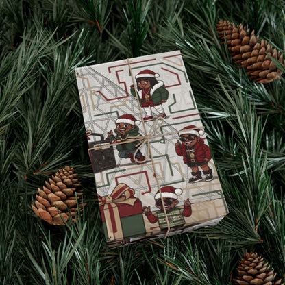 Retro Holiday Characters Gift Wrap Paper — Festive Vintage-Inspired Wrapping Sheets