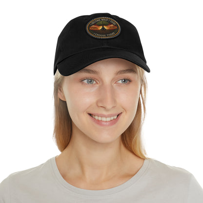 Leather Patch Dad Hat — "Become What I Want, I Choose Today" Vintage Cap