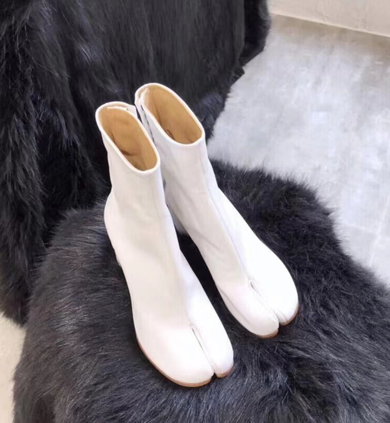 Split Toe Block Heel Boots