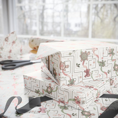 Wrapping Paper Roll – Festive Turtle S&A Pattern Gift Wrap (Eco-Friendly Holiday & Birthday)