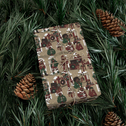 Retro Holiday Characters Gift Wrap Paper — Festive Vintage-Inspired Wrapping Sheets