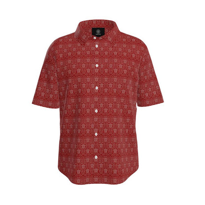 LOUVE “Crimson Maze” Short-Sleeve Shirt — Runway Noir Edition