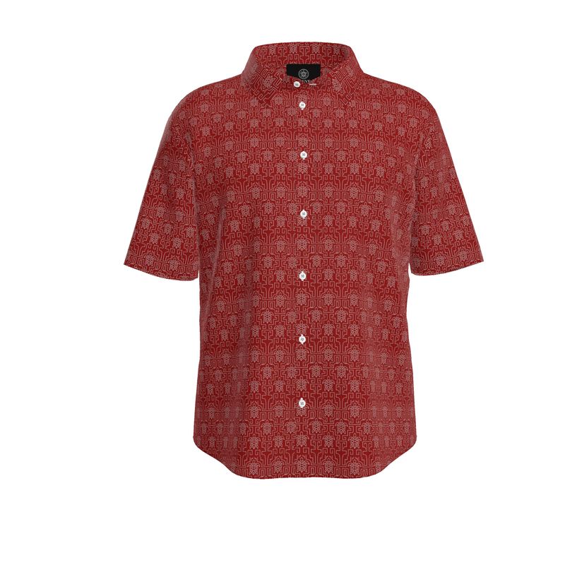 LOUVE “Crimson Maze” Short-Sleeve Shirt — Runway Noir Edition