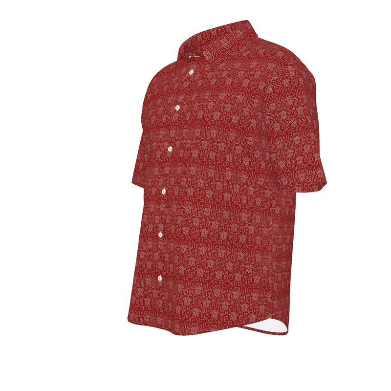 LOUVE “Crimson Maze” Short-Sleeve Shirt — Runway Noir Edition
