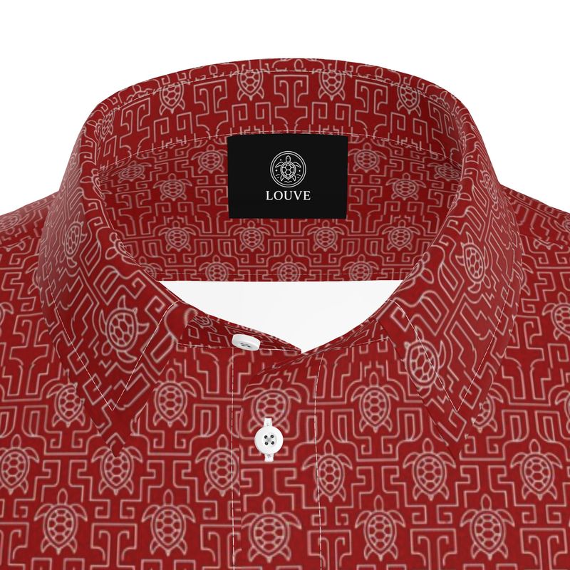LOUVE “Crimson Maze” Short-Sleeve Shirt — Runway Noir Edition
