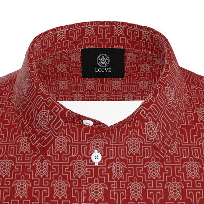 LOUVE “Crimson Maze” Short-Sleeve Shirt — Runway Noir Edition