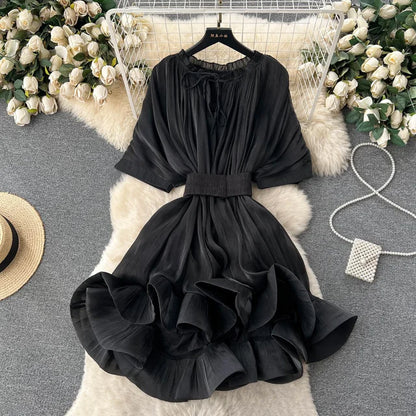 Hemmed up fluffy dress