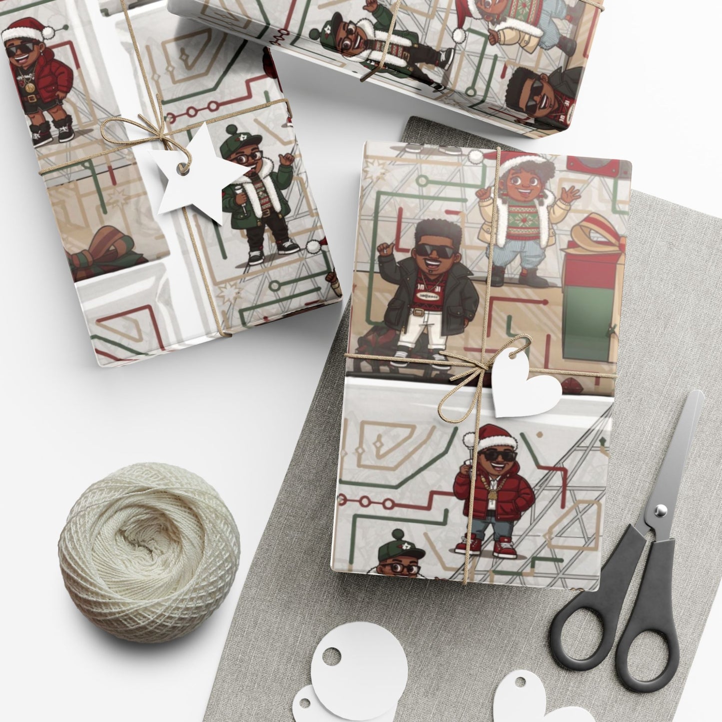 Retro Holiday Characters Gift Wrap Paper — Festive Vintage-Inspired Wrapping Sheets