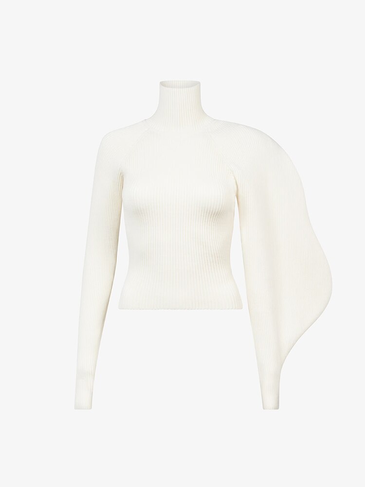 New Minimalist Slimming Irregular Sleeve Sweater