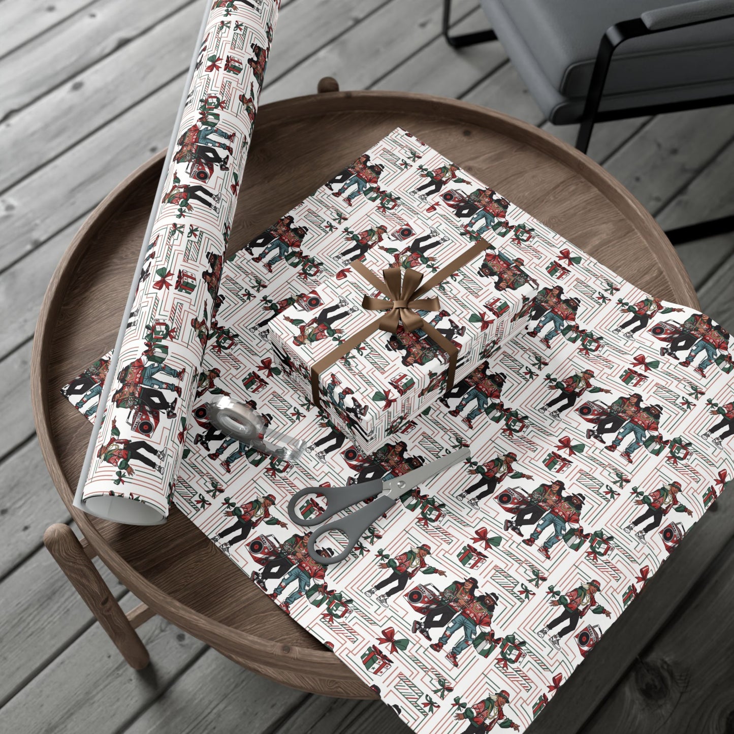 Retro Holiday Characters Gift Wrap Paper — Festive Vintage-Inspired Wrapping Sheets