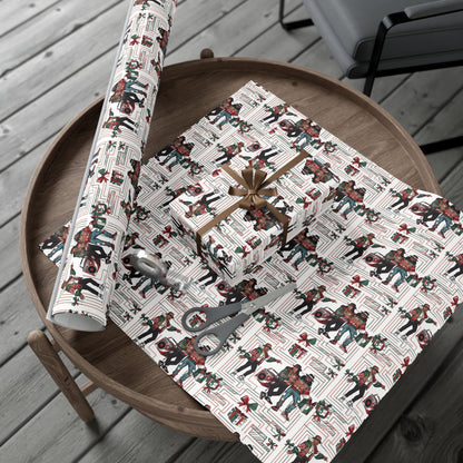 Retro Holiday Characters Gift Wrap Paper — Festive Vintage-Inspired Wrapping Sheets
