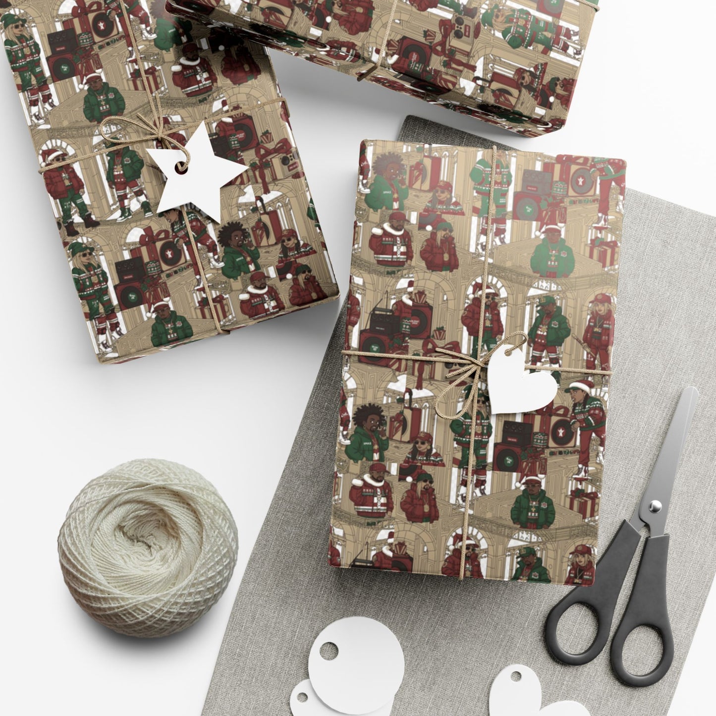 Retro Holiday Characters Gift Wrap Paper — Festive Vintage-Inspired Wrapping Sheets
