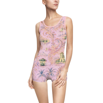 Retro Riviera Toile One-Piece Swimsuit
