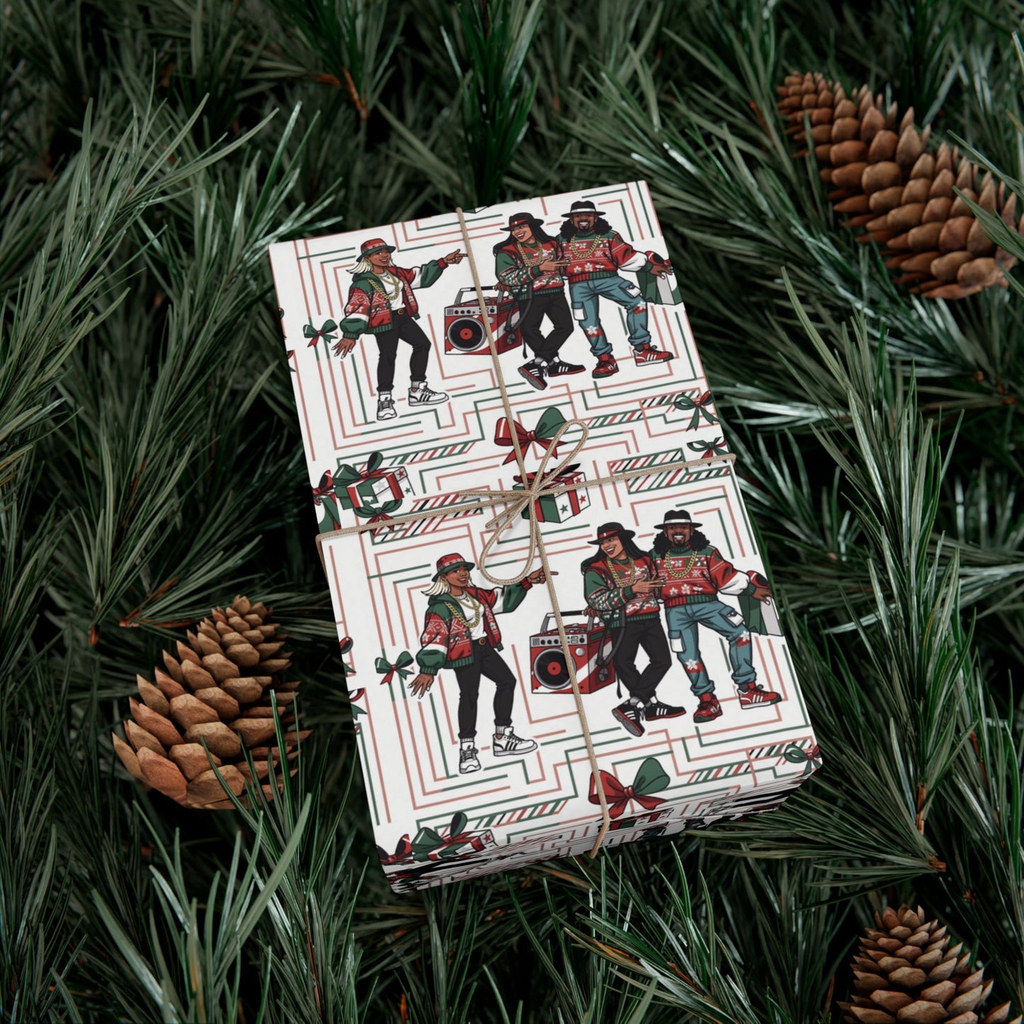 Retro Holiday Characters Gift Wrap Paper — Festive Vintage-Inspired Wrapping Sheets