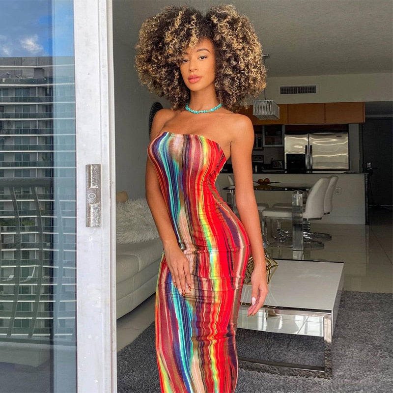 Tye Die Skinny Maxi Dress