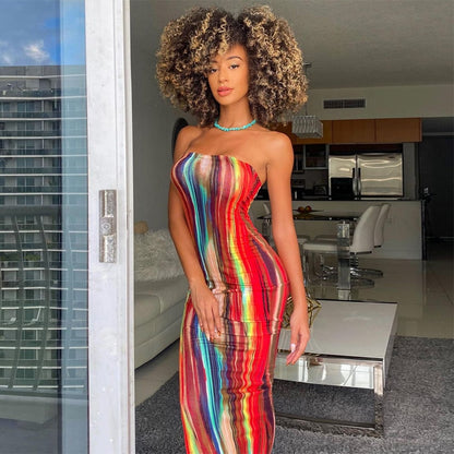 Tye Die Skinny Maxi Dress