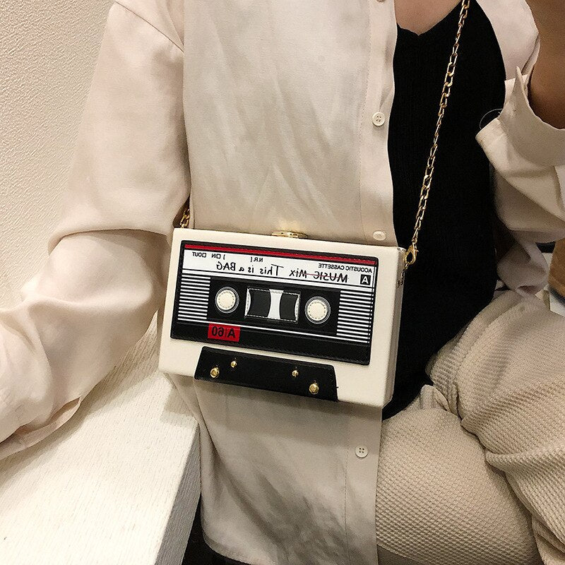 New Tape Recorder Chain Crossbody Bag