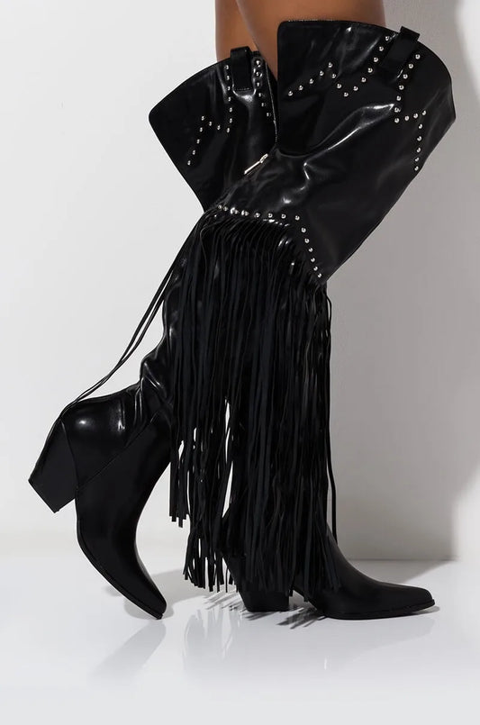 Overknee Fringe Cowboy Boots