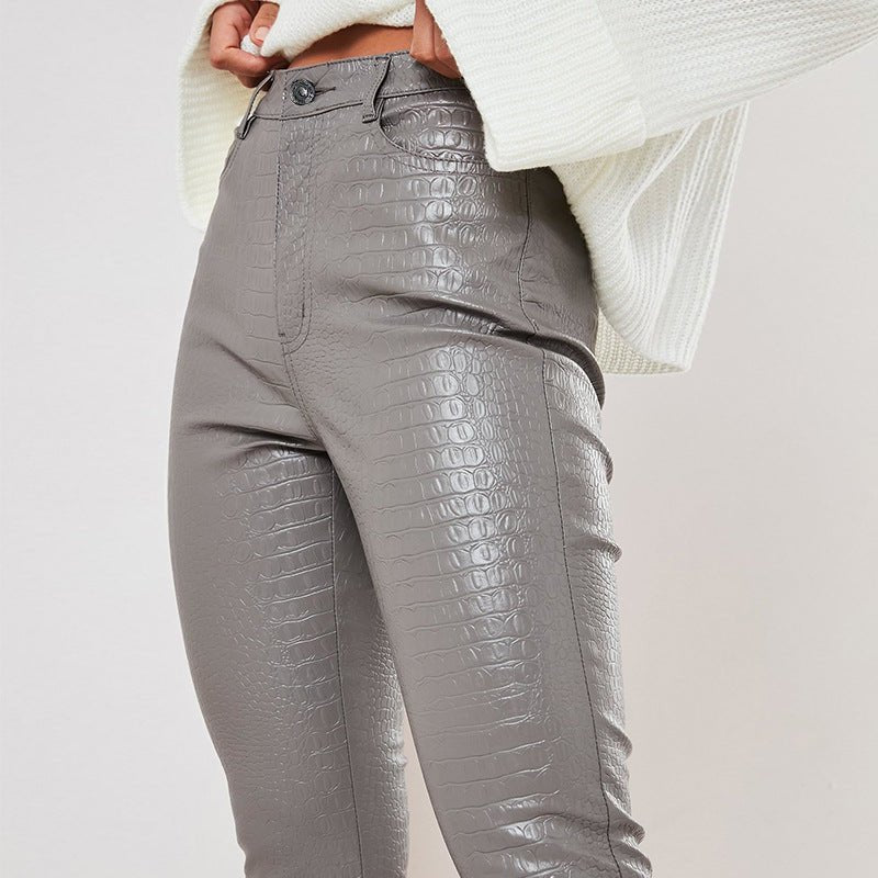 Alligator Style High waist leather pants - SAND Creations