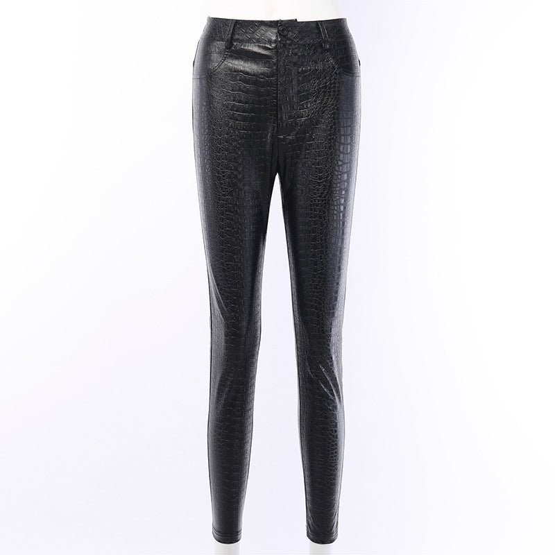 Alligator Style High waist leather pants - SAND Creations