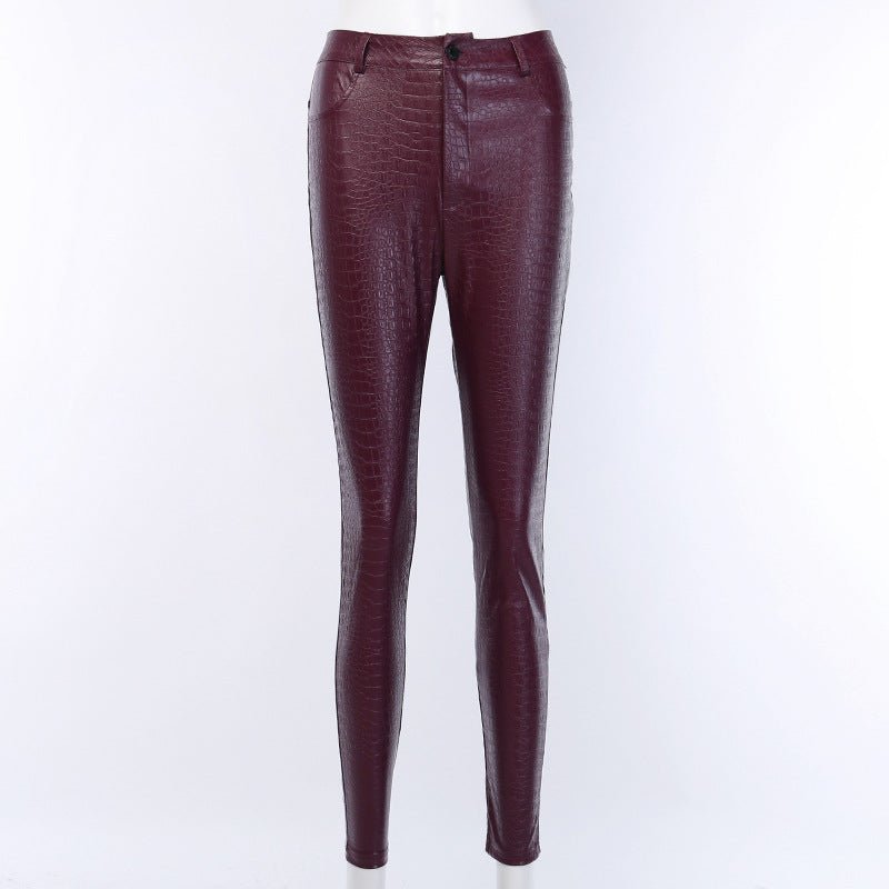 Alligator Style High waist leather pants - SAND Creations