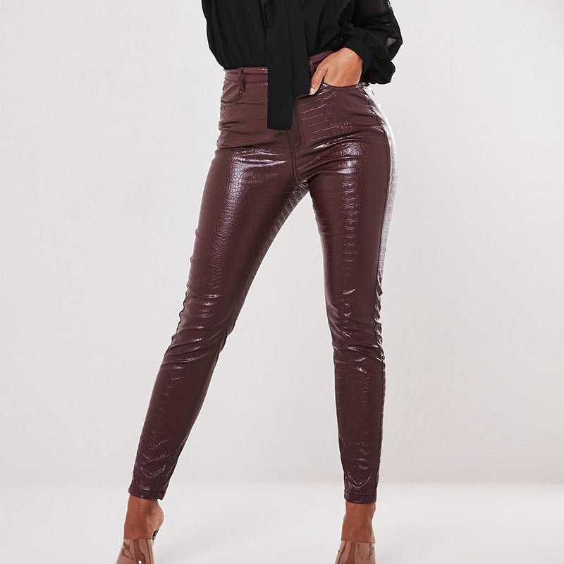 Alligator Style High waist leather pants - SAND Creations