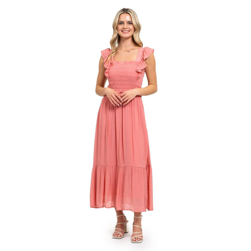 August Sky Women's Smocked Bodice Midi Dress - SAND Creations