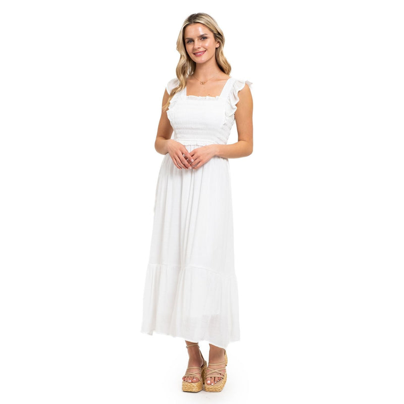 August Sky Women's Smocked Bodice Midi Dress - SAND Creations