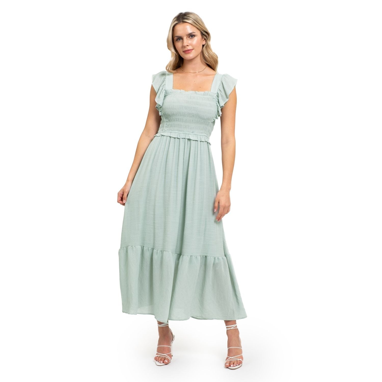 August Sky Women's Smocked Bodice Midi Dress - SAND Creations