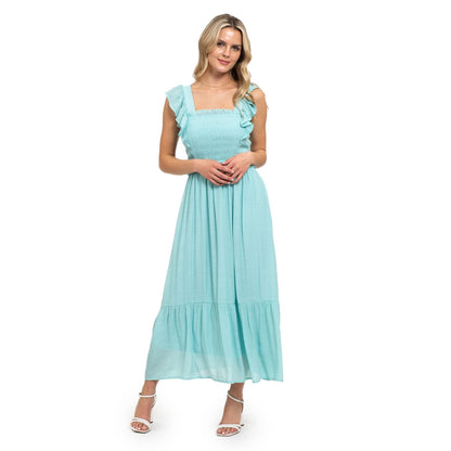 August Sky Women's Smocked Bodice Midi Dress - SAND Creations