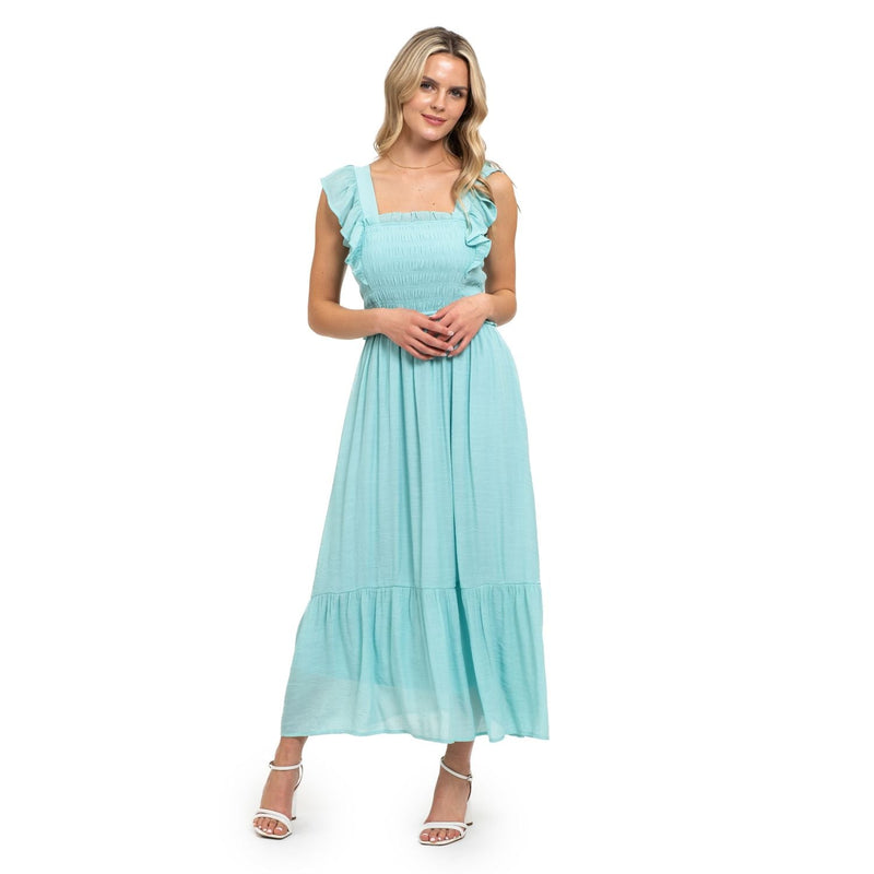 August Sky Women's Smocked Bodice Midi Dress - SAND Creations