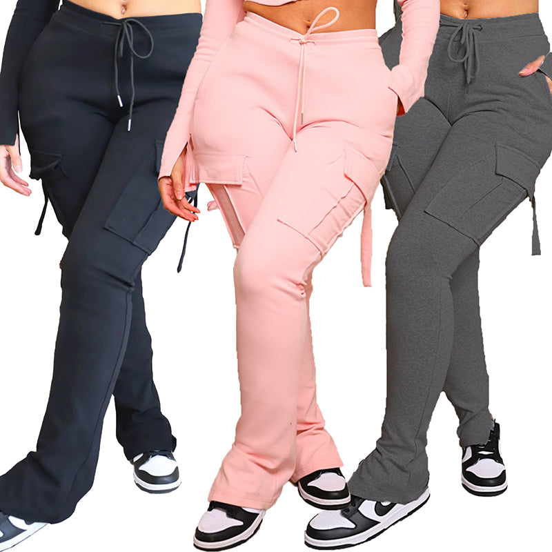 Wide Leg Cargo Pants With Pocket Drawstring